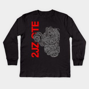 2JZ-GTE Supra MKIV Engine Kids Long Sleeve T-Shirt